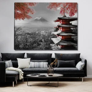 Tableau Japonais Mont Fuji et Pagode Chureito