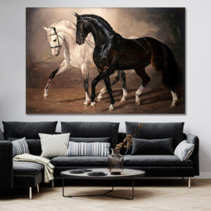 Tableau Cheval Noir Et Cheval Blanc