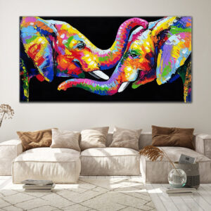 Tableau Éléphant Coloré Pop Art