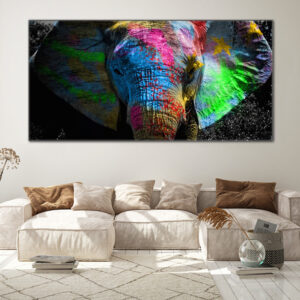 Tableau Éléphant En Couleur Design