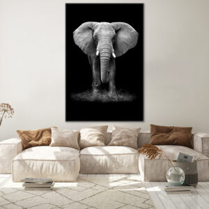 Tableau Éléphant Noir Et Blanc