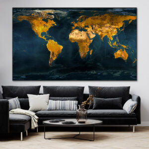 Tableau Carte Du Monde Doré