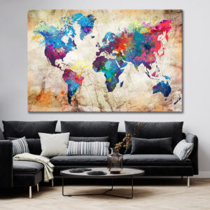Tableau Carte Du Monde Multicolore
