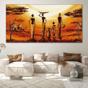 Tableau De Paysage Africain Avec Village